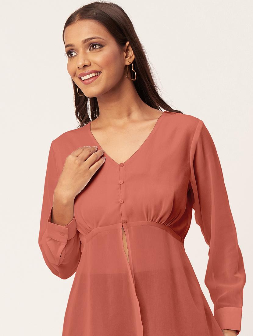 women's a line v neck top - 20271577 - Standard Image - 4