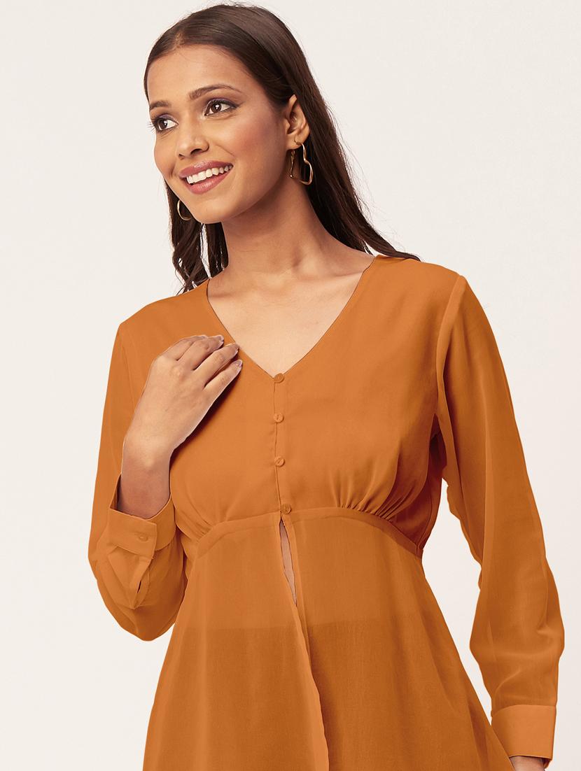 women's a line v neck top - 20271579 - Standard Image - 4