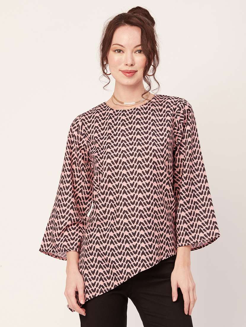 women's asymmetric round neck top