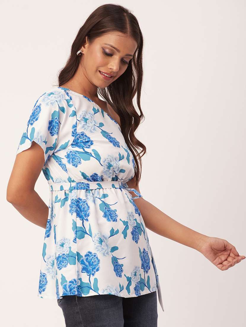 women's peplum single shoulder top - 20271590 -  Standard Image - 1