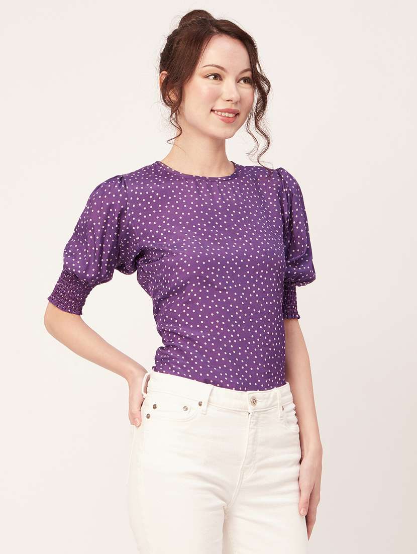 women's crop round neck top - 20271595 -  Standard Image - 1