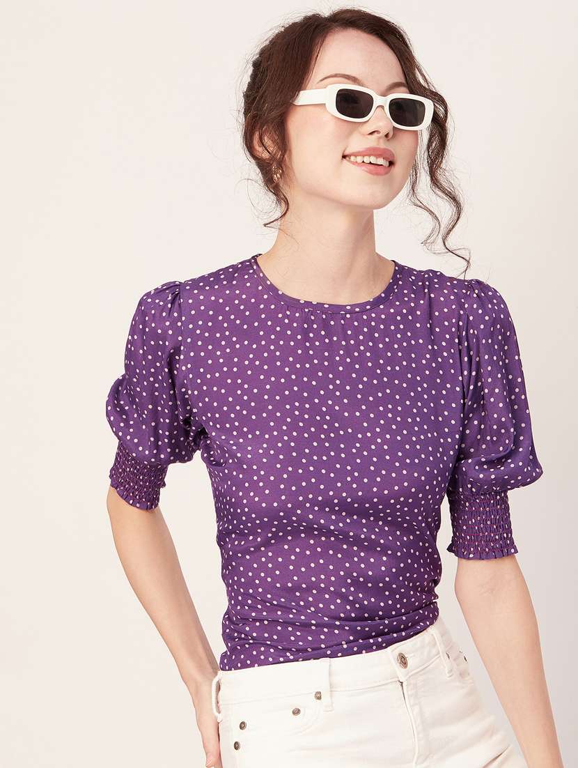 women's crop round neck top - 20271595 -  Standard Image - 4