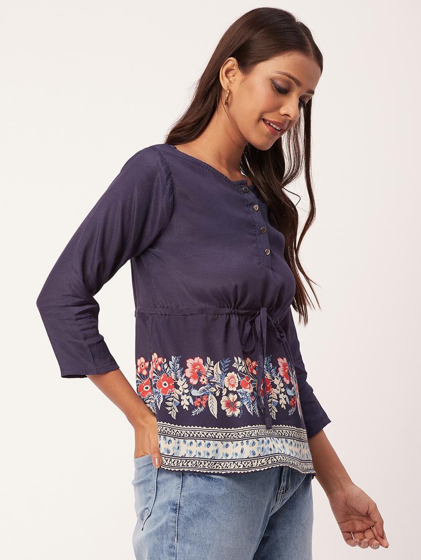 women's a line round neck top - 20271605 - Standard Image - 1