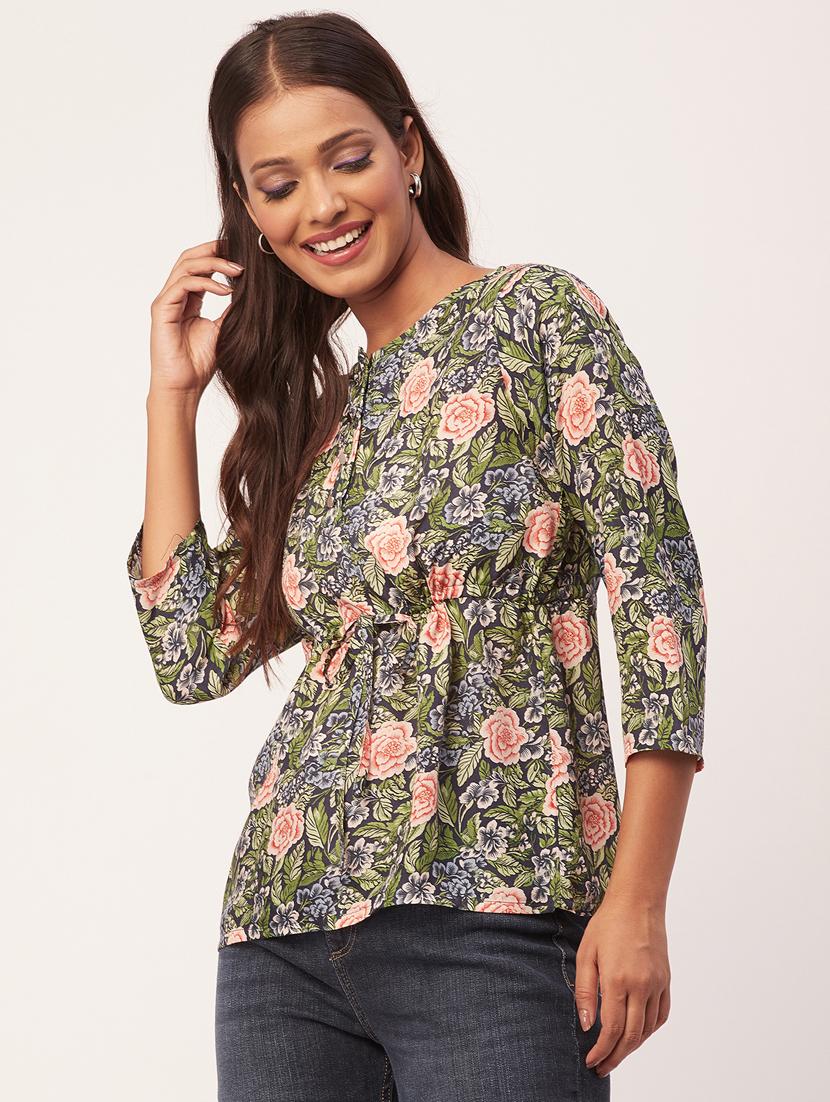 women's a line round neck top - 20271606 - Standard Image - 1