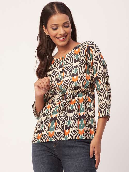 women's straight round neck top - 20271607 - Standard Image - 0
