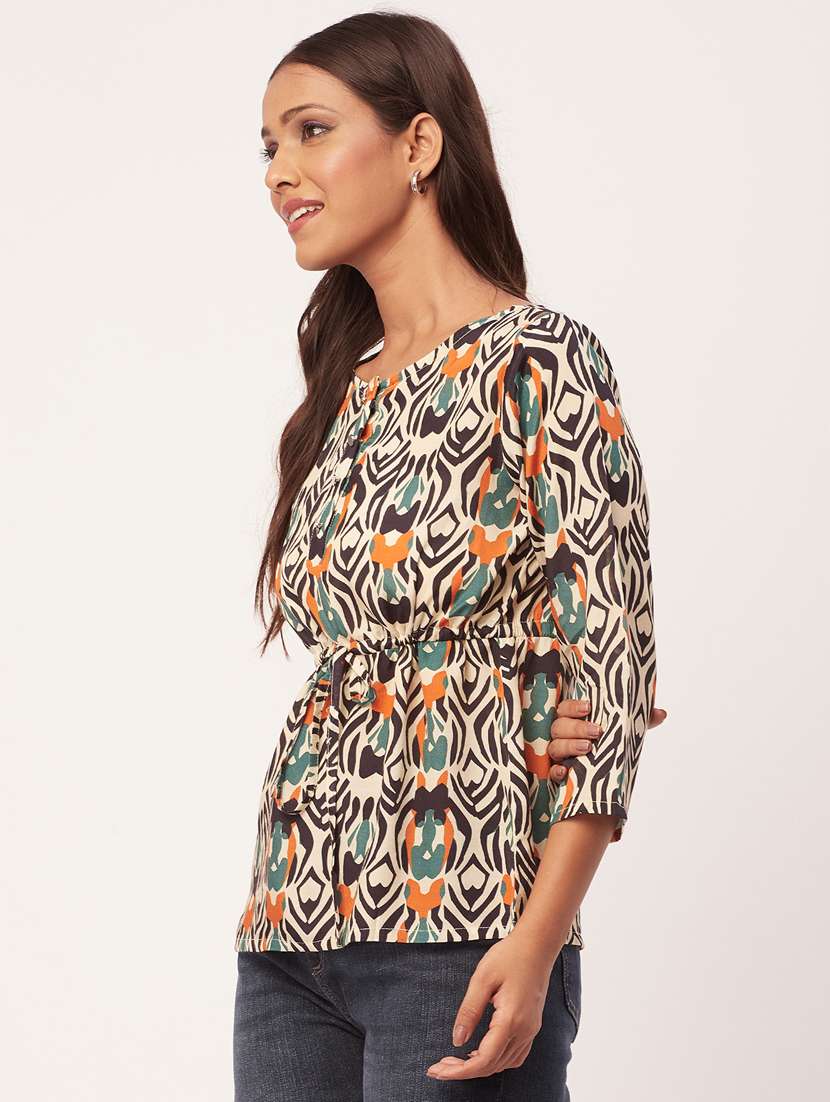 women's straight round neck top - 20271607 - Standard Image - 1