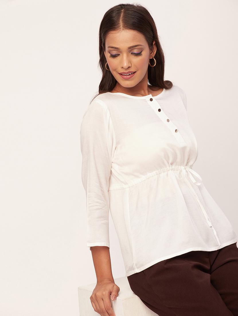 women's a line round neck top - 20271608 - Standard Image - 4