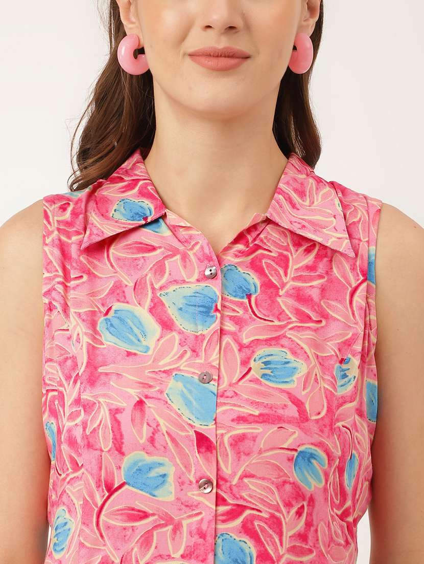 Pink Floral Shirt Dress - 20271663 -  Standard Image - 4