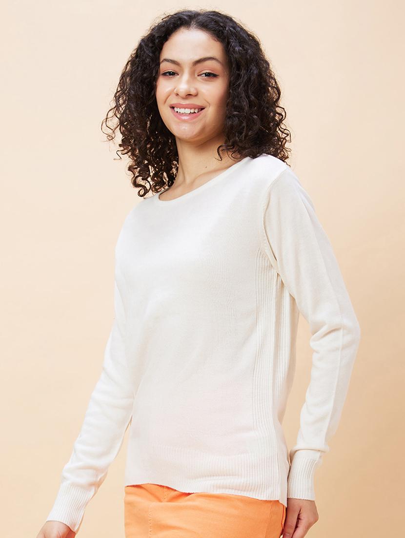 women white acrylic regular pullover - 20271702 -  Standard Image - 1