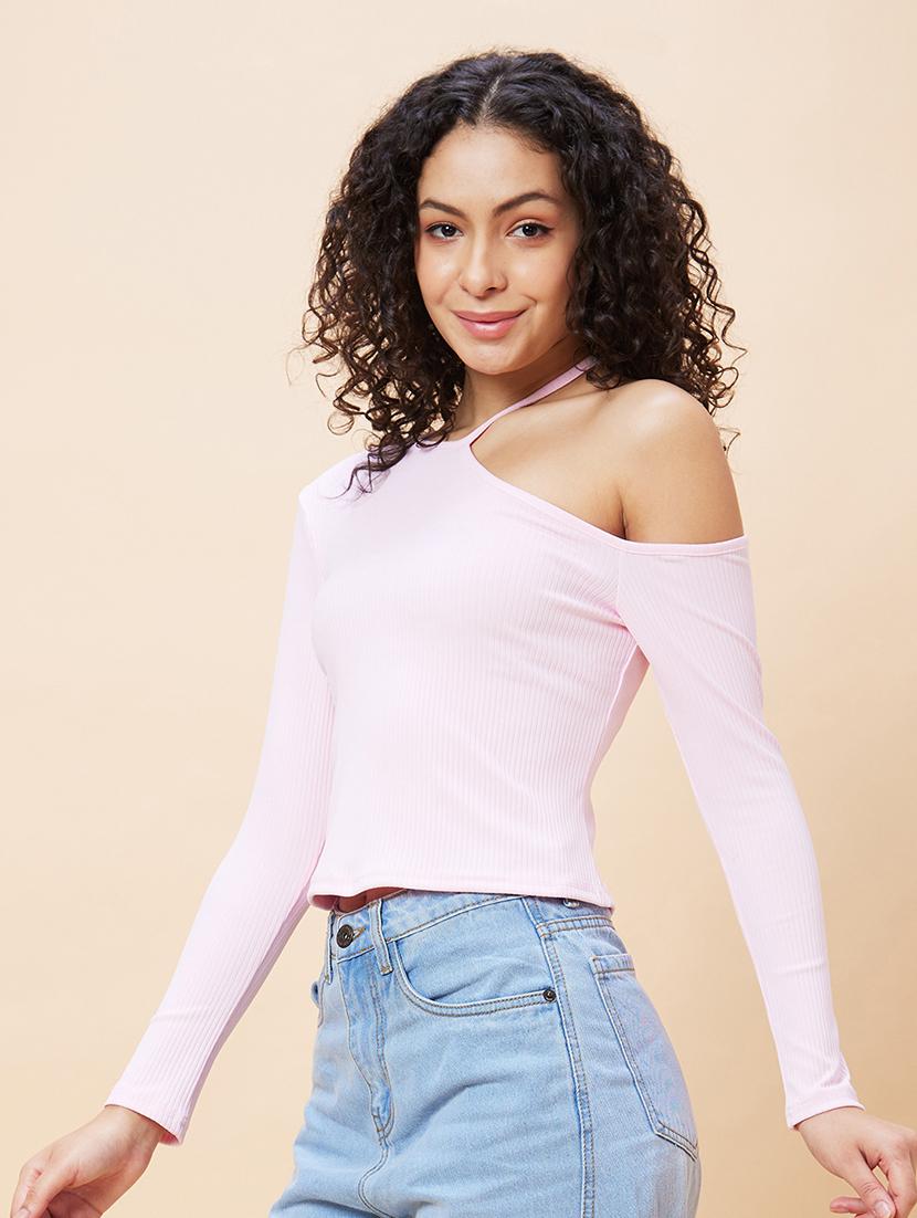women pink cotton regular top - 20271714 -  Standard Image - 1
