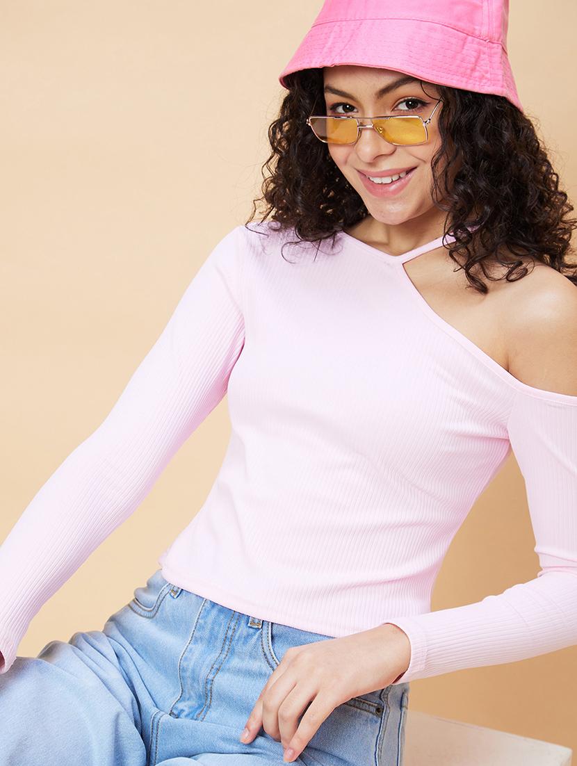 women pink cotton regular top - 20271714 - Standard Image - 4