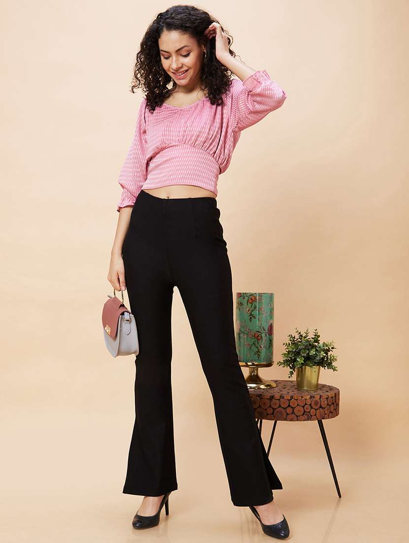 women pink polyester crop top - 20271716 -  Standard Image - 4
