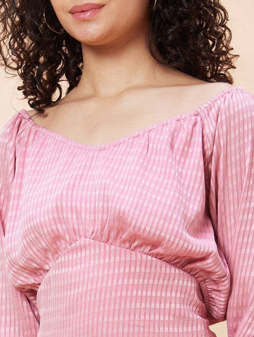 women pink polyester crop top - 20271716 -  Standard Image - 6