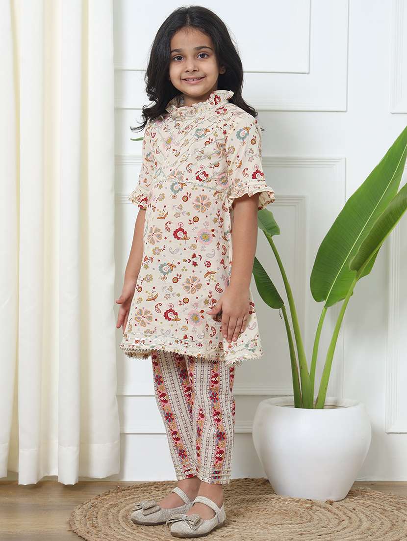 girl floral print cotton kurta palazzo set - 20271941 -  Standard Image - 1