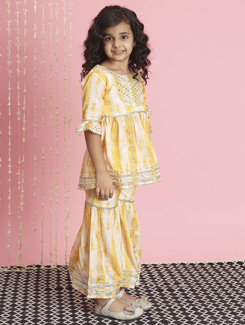 girl tie & dye kurta sharara set - 20271953 -  Standard Image - 1