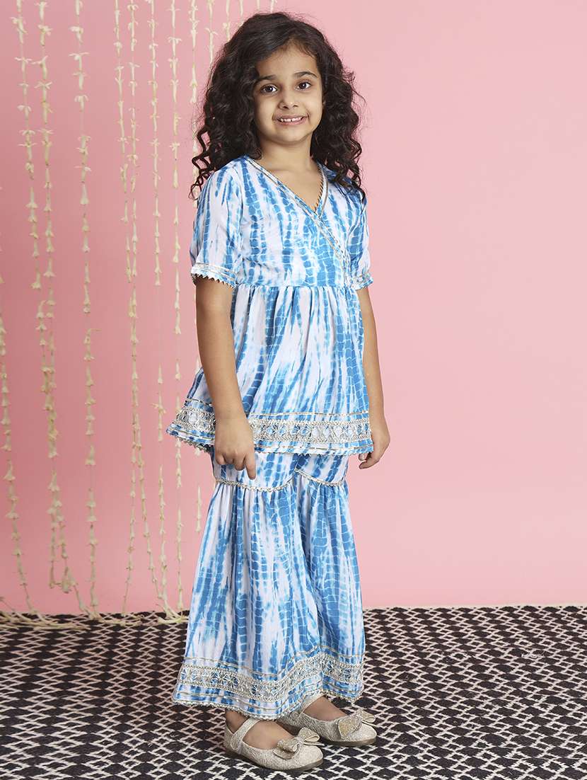 girl tie & dye kurta sharara set - 20271955 - Standard Image - 1