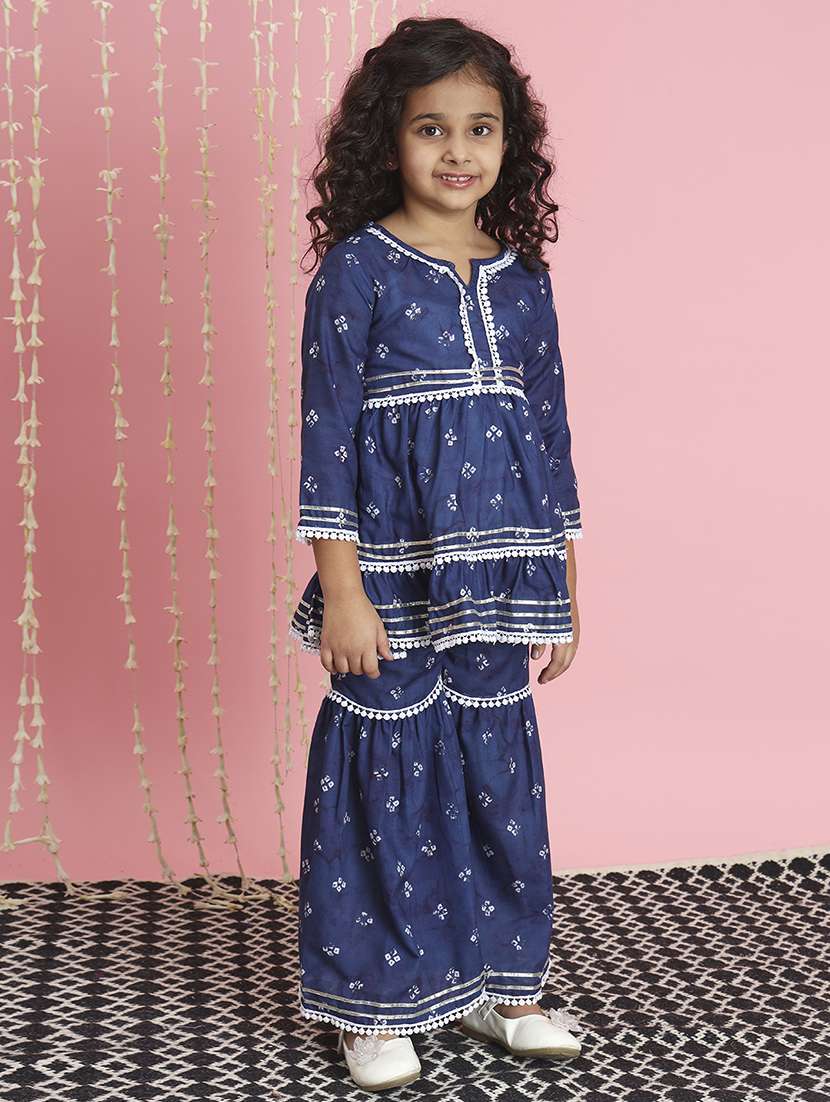 girl bandhani print kurta sharara set - 20271961 -  Standard Image - 1