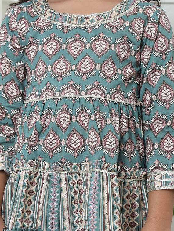 girl block print kurta pant set - 20271965 - Standard Image - 4