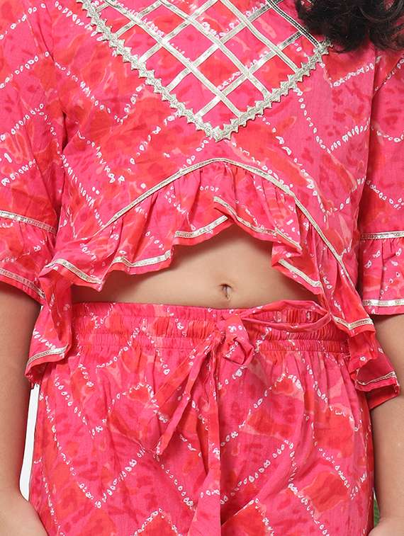 girl bandhani print cotton top sharara set - 20271973 -  Standard Image - 4