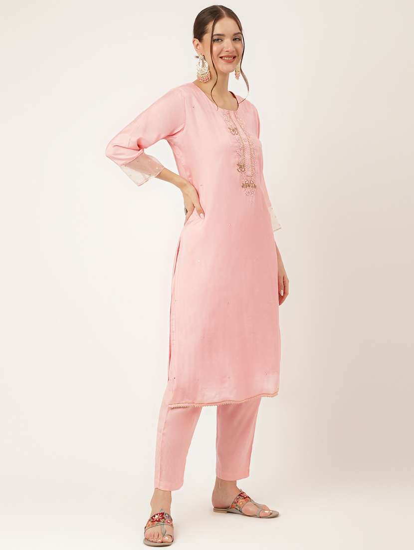 women round neck kurta pant set with dupatta - 20271989 -  Standard Image - 1