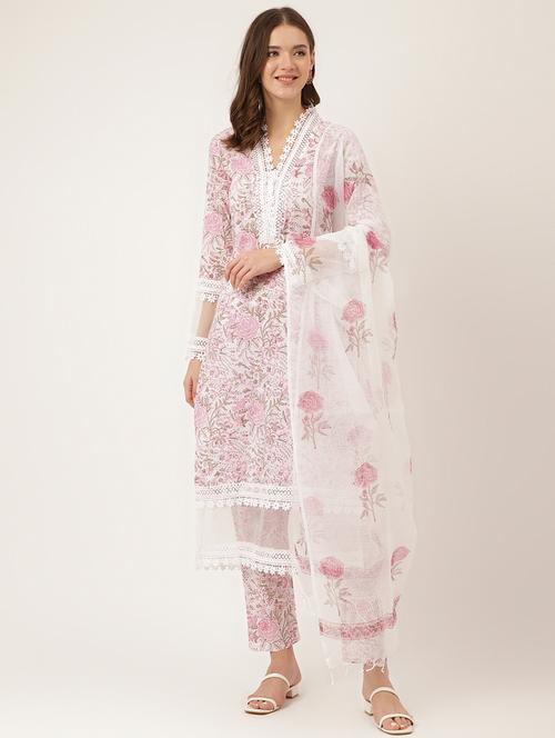 women floral kurta pant set with dupatta - 20271994 -  Standard Image - 0