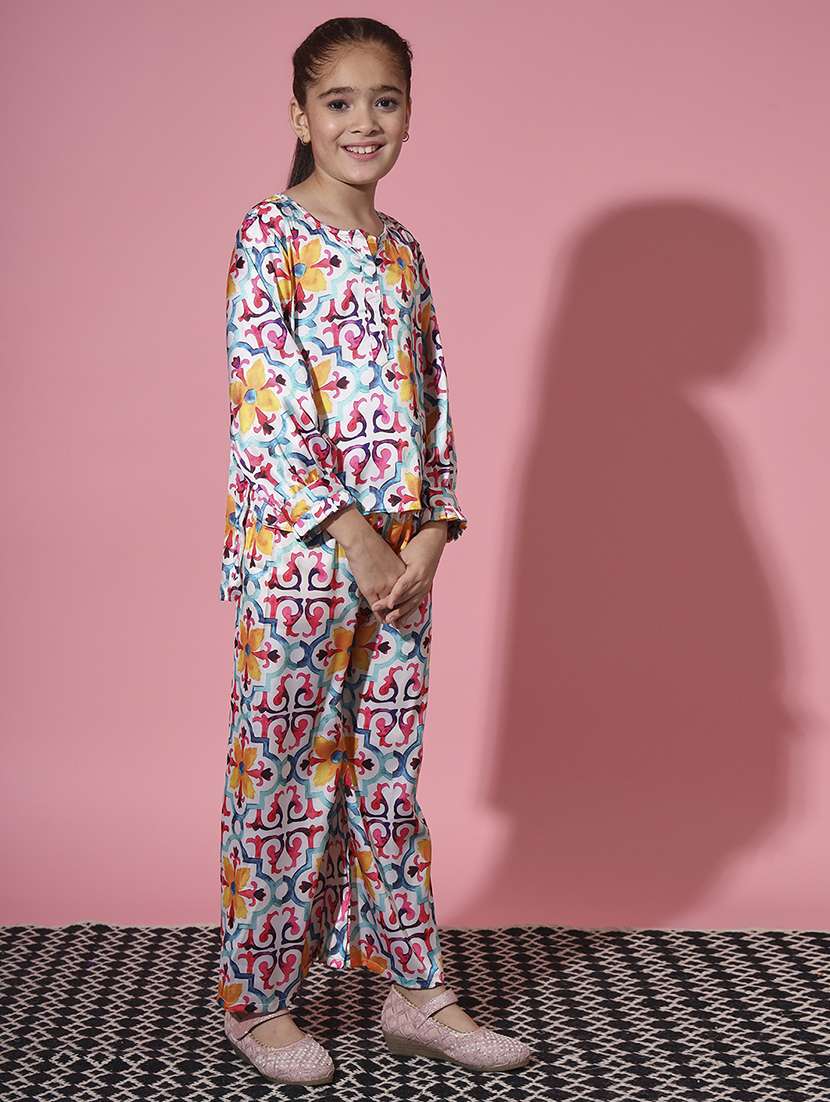 white printed top pants suit set - 20272020 - Standard Image - 1