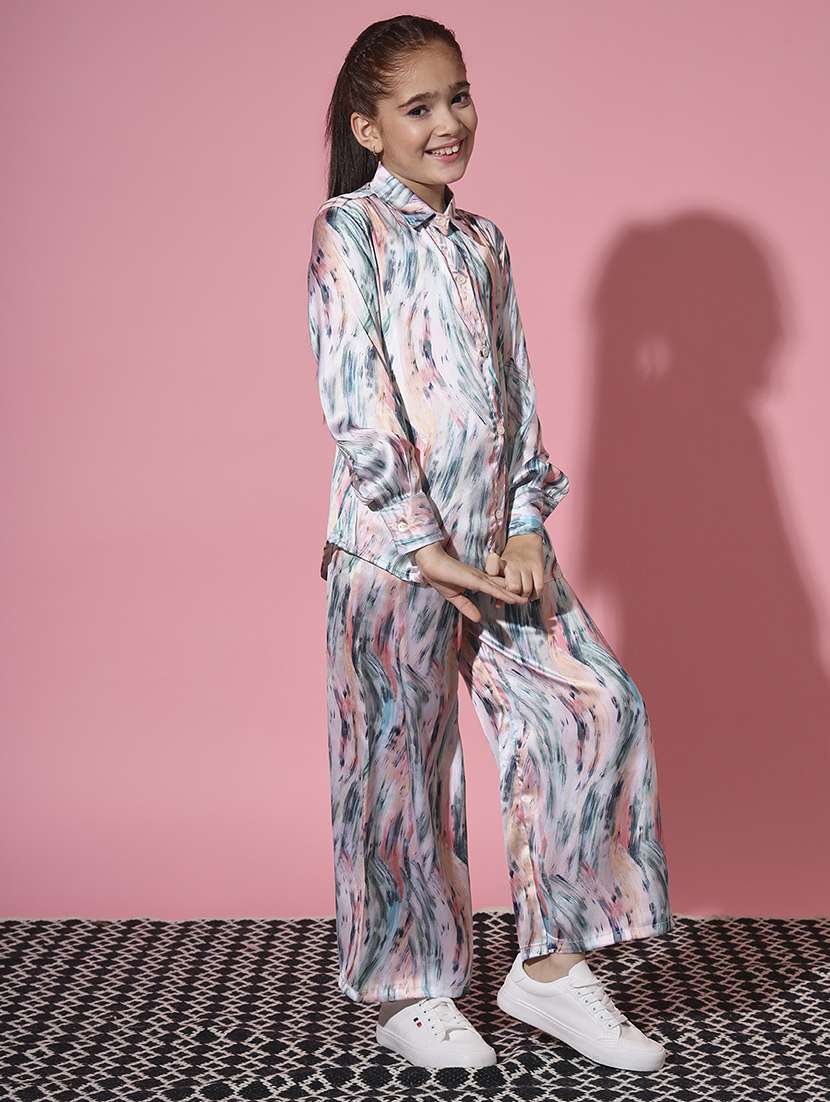 girls abstract print top & palazzo set - 20272023 - Standard Image - 1