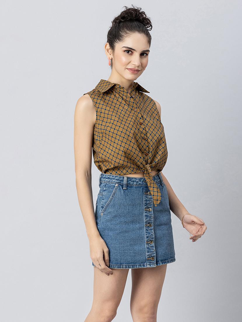 women's crop collared top - 20272042 -  Standard Image - 1