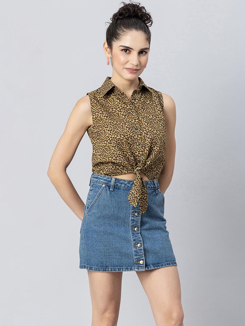 olive shirt collar regular top - 20272043 - Standard Image - 1