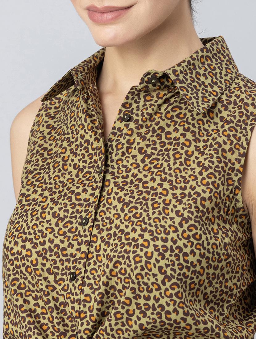 olive shirt collar regular top - 20272043 - Standard Image - 4