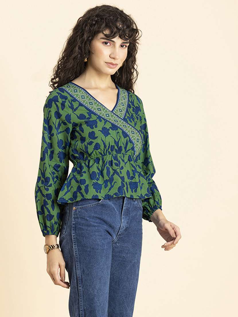 women's peplum v neck top - 20272062 - Standard Image - 1