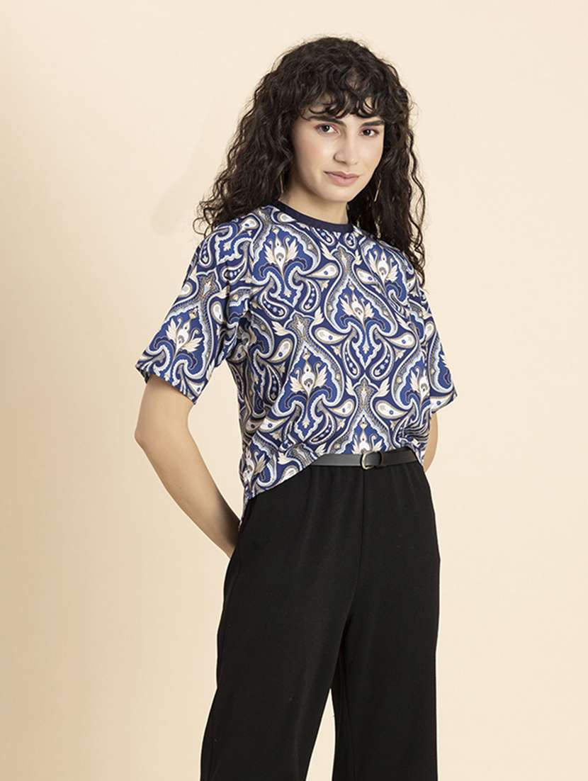 women's straight round neck top - 20272086 -  Standard Image - 1