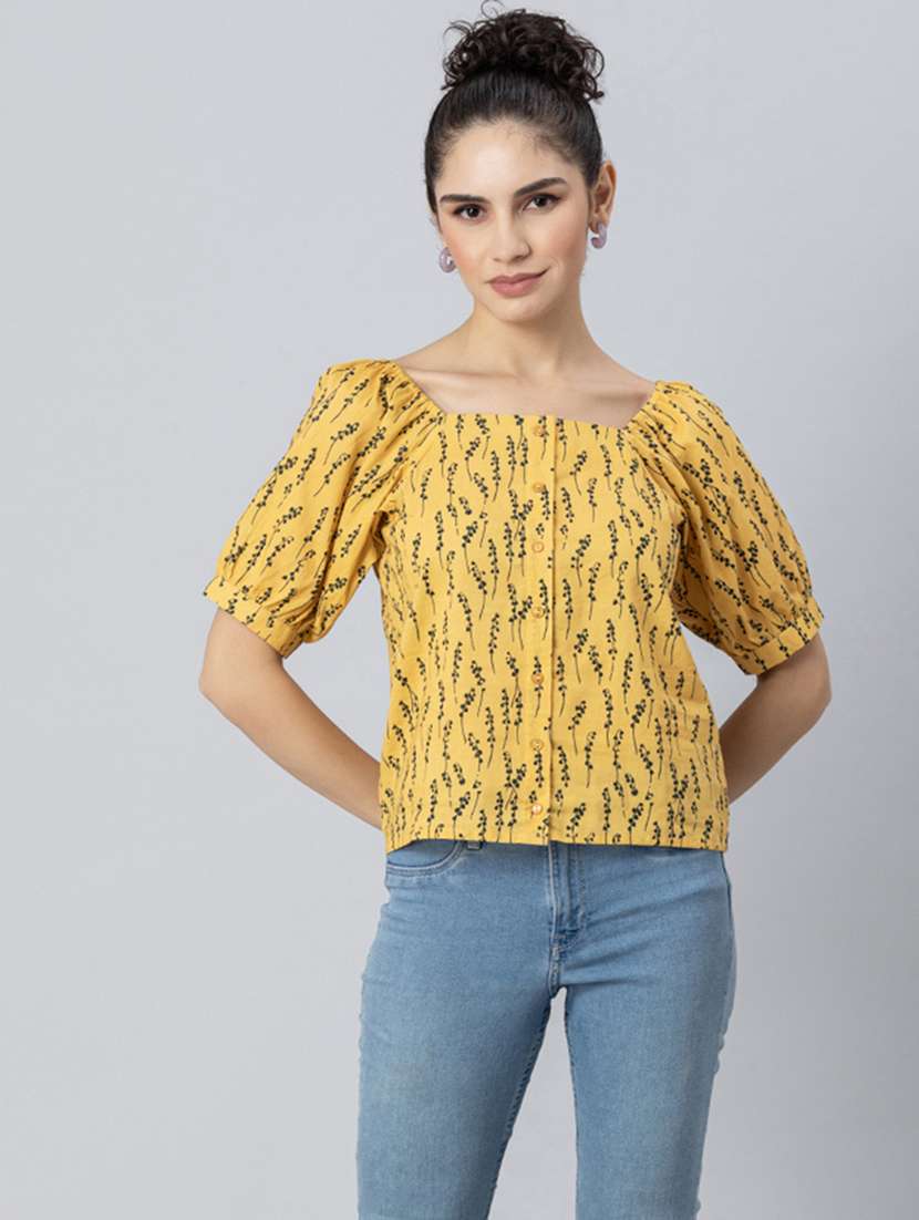 women yellow floral top - 20272095 -  Standard Image - 1