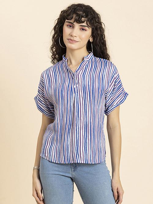 women's straight mandarin neck top - 20272106 -  Standard Image - 0
