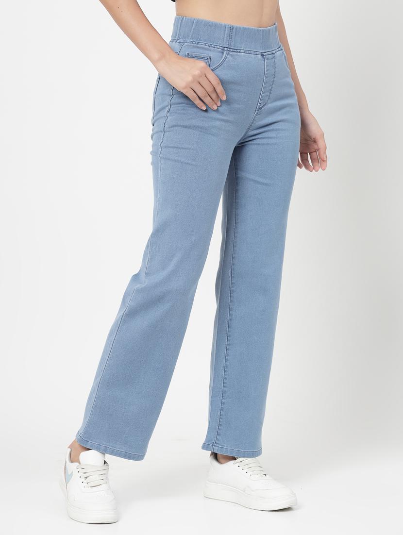 light blue solid ankle length jegging - 20273284 - Standard Image - 1