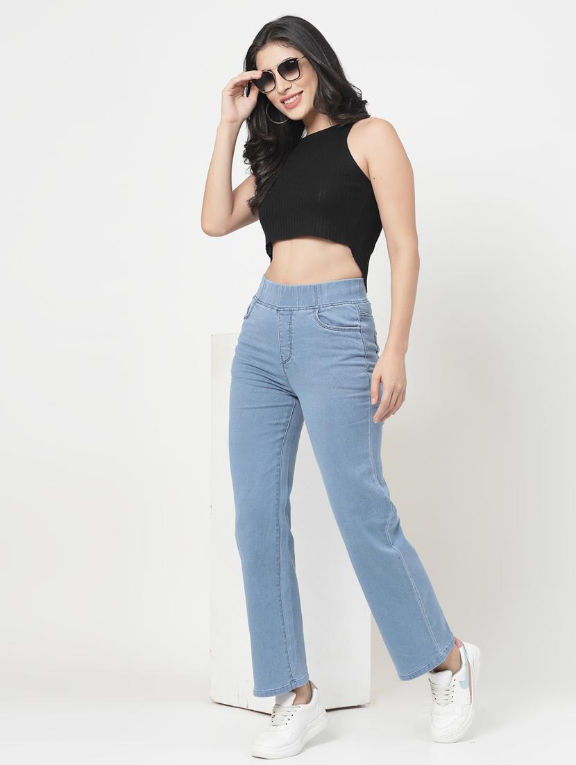 light blue solid ankle length jegging - 20273284 - Standard Image - 4
