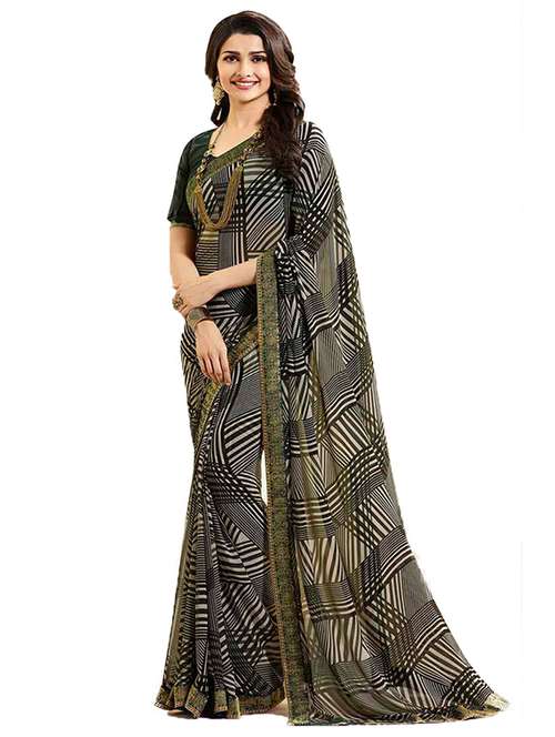 women's bordered royal blue colored saree with blouse - 20273329 -  Standard Image - 0