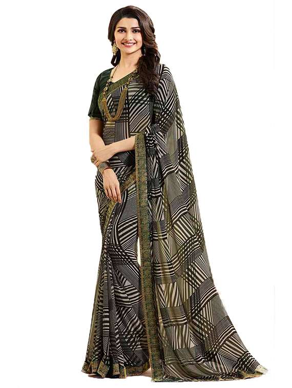women's bordered royal blue colored saree with blouse - 20273329 -  Zoom Image - 0