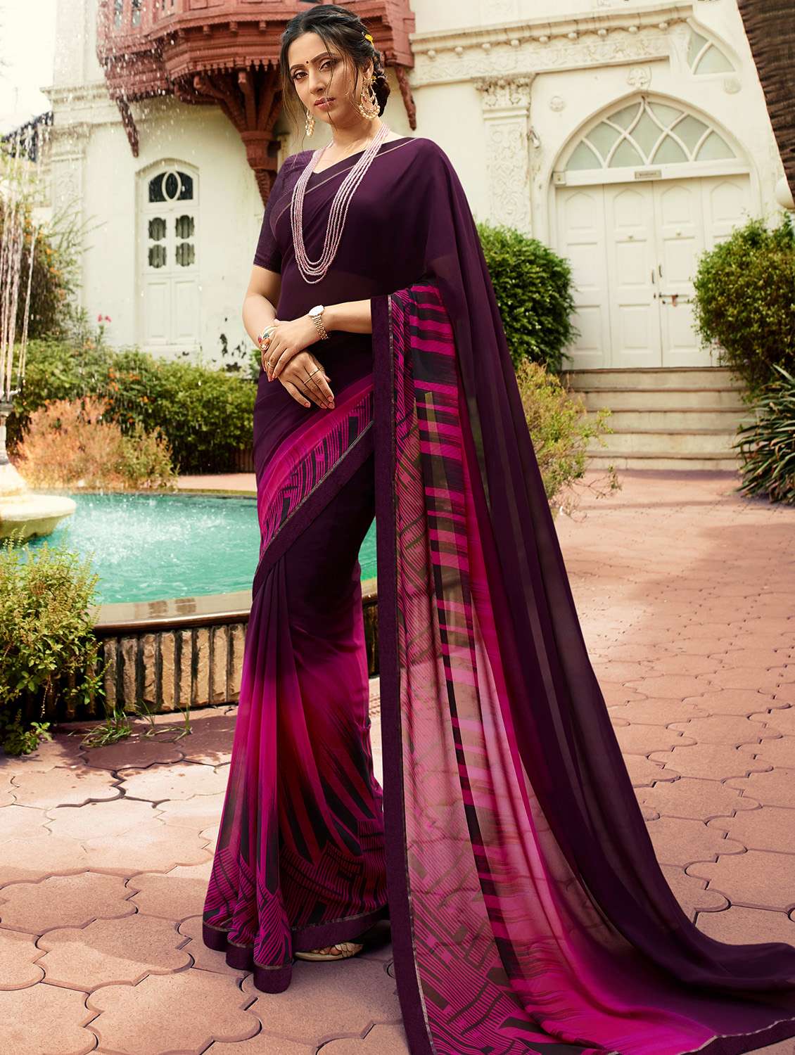 women's ombre multi colored saree with blouse
