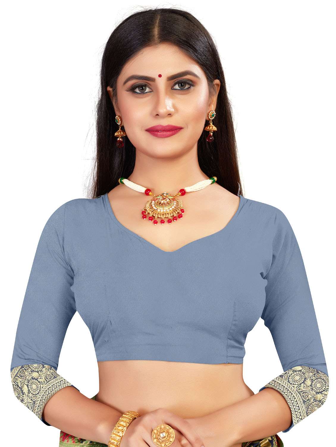 women's self design grey colored saree with blouse - 20273491 -  Standard Image - 4