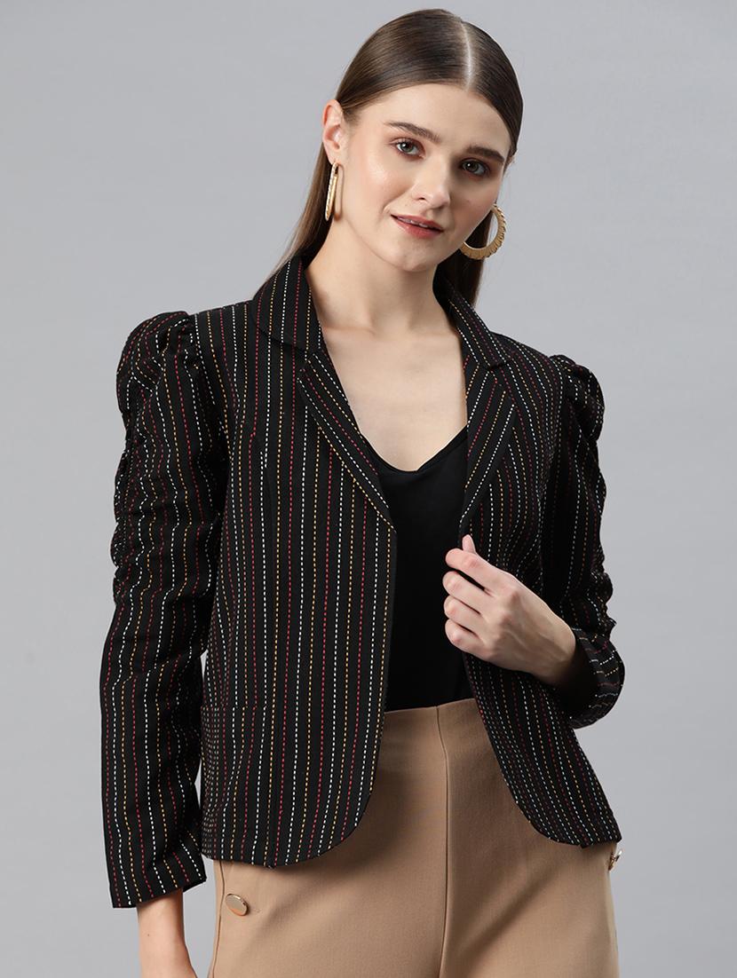black striped puff sleeves balzer - 20273764 - Zoom Image - 0