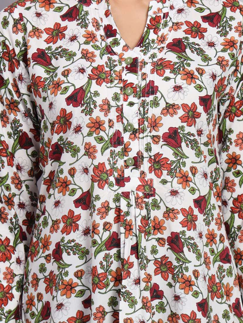 women white floral printed straight kurti - 20273772 -  Standard Image - 4
