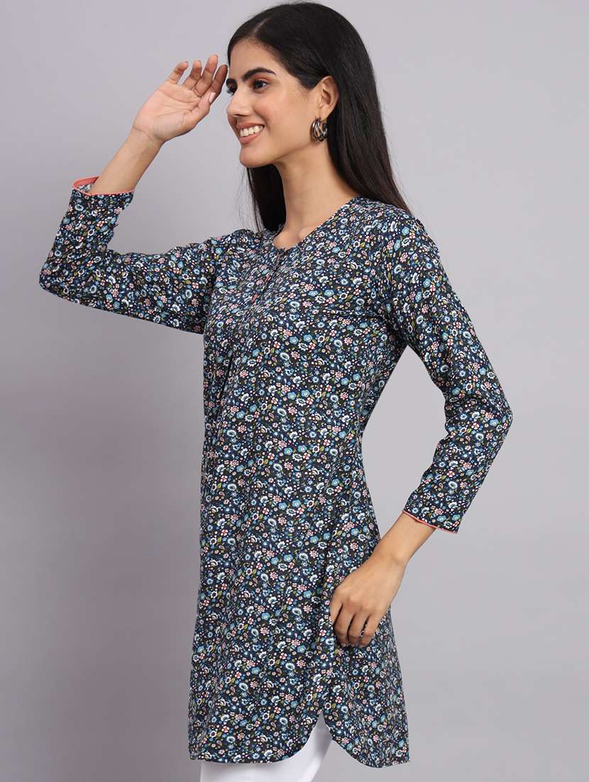 women floral printed side slit kurti - 20273779 -  Standard Image - 1