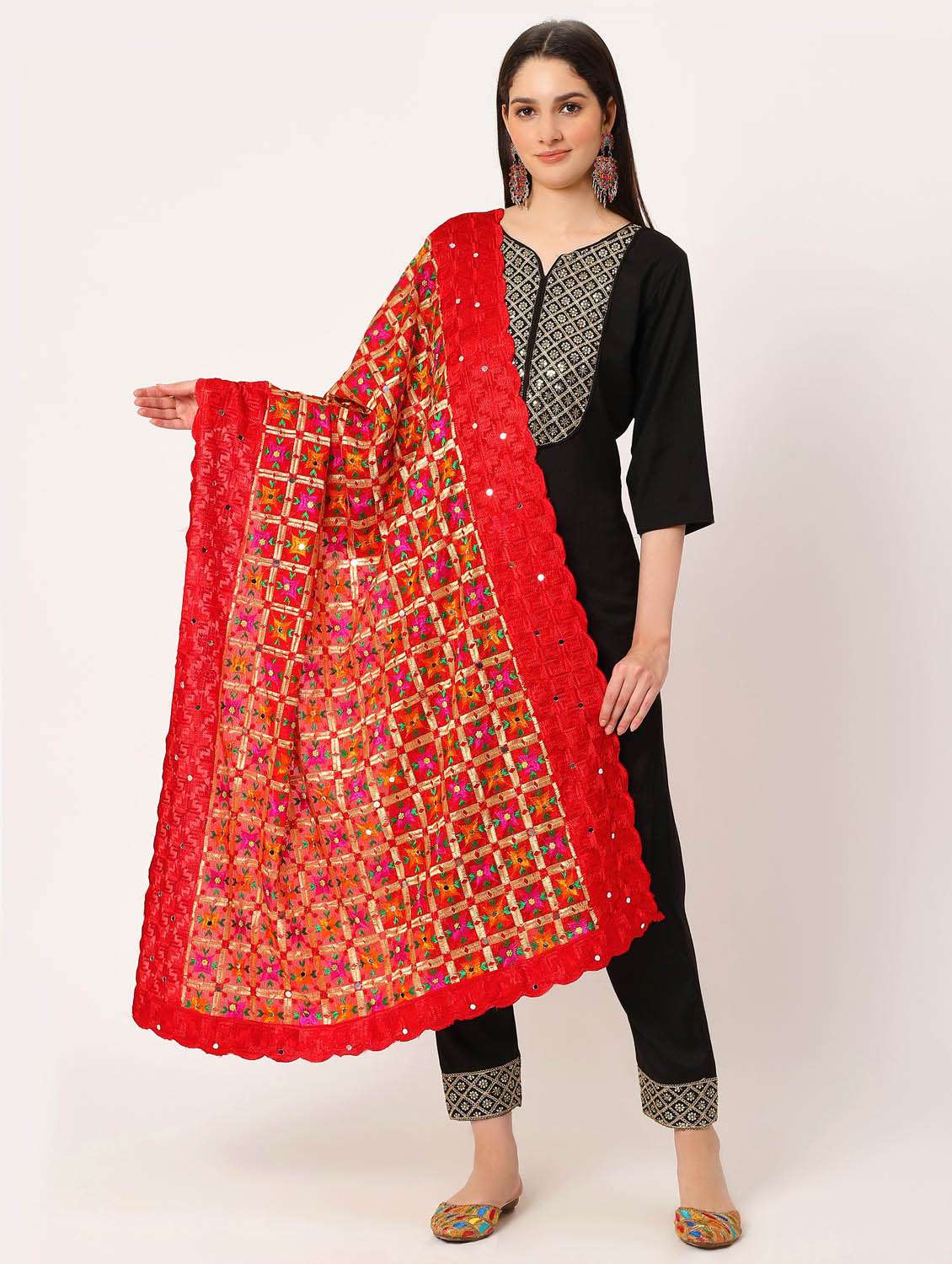 red phulkari dupatta
