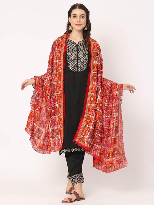 red phulkari dupatta - 20276618 -  Standard Image - 0