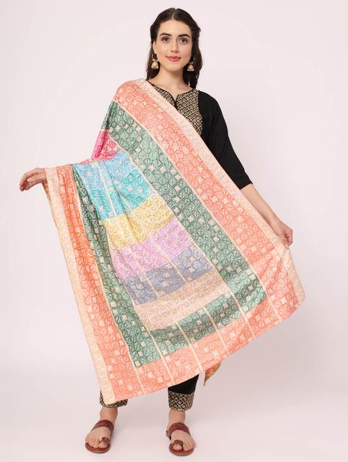 multi colored phulkari dupatta - 20276620 -  Standard Image - 0