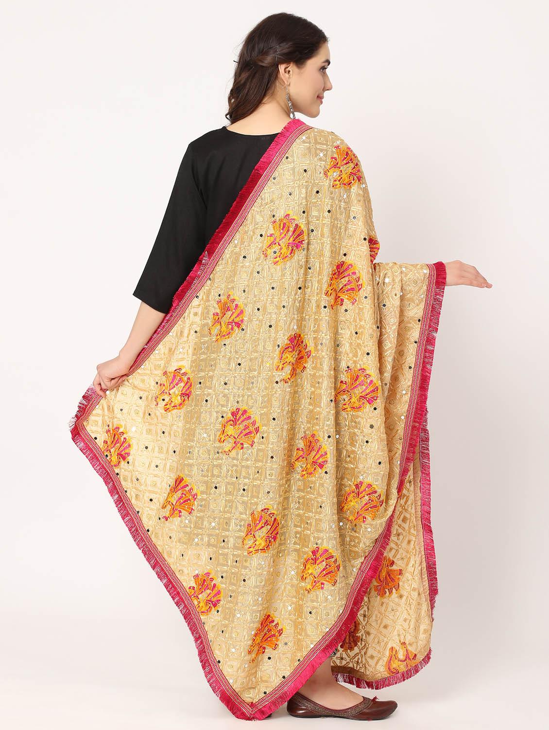 beige phulkari dupatta - 20276630 - Standard Image - 4