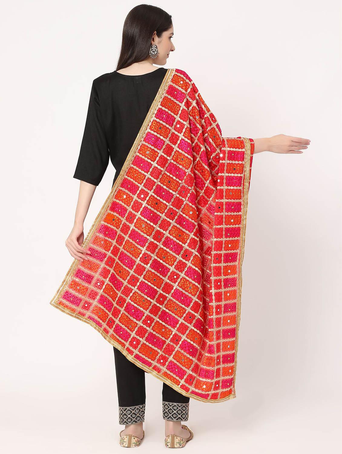 women red embroidered dupatta - 20276632 - Standard Image - 4