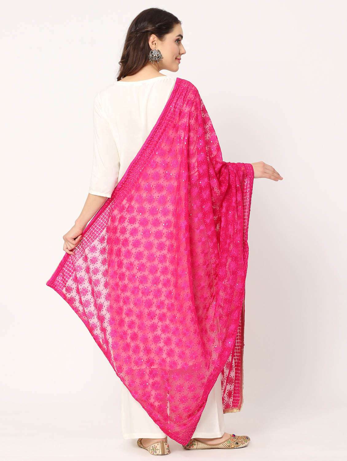pink phulkari dupatta - 20276662 -  Standard Image - 4
