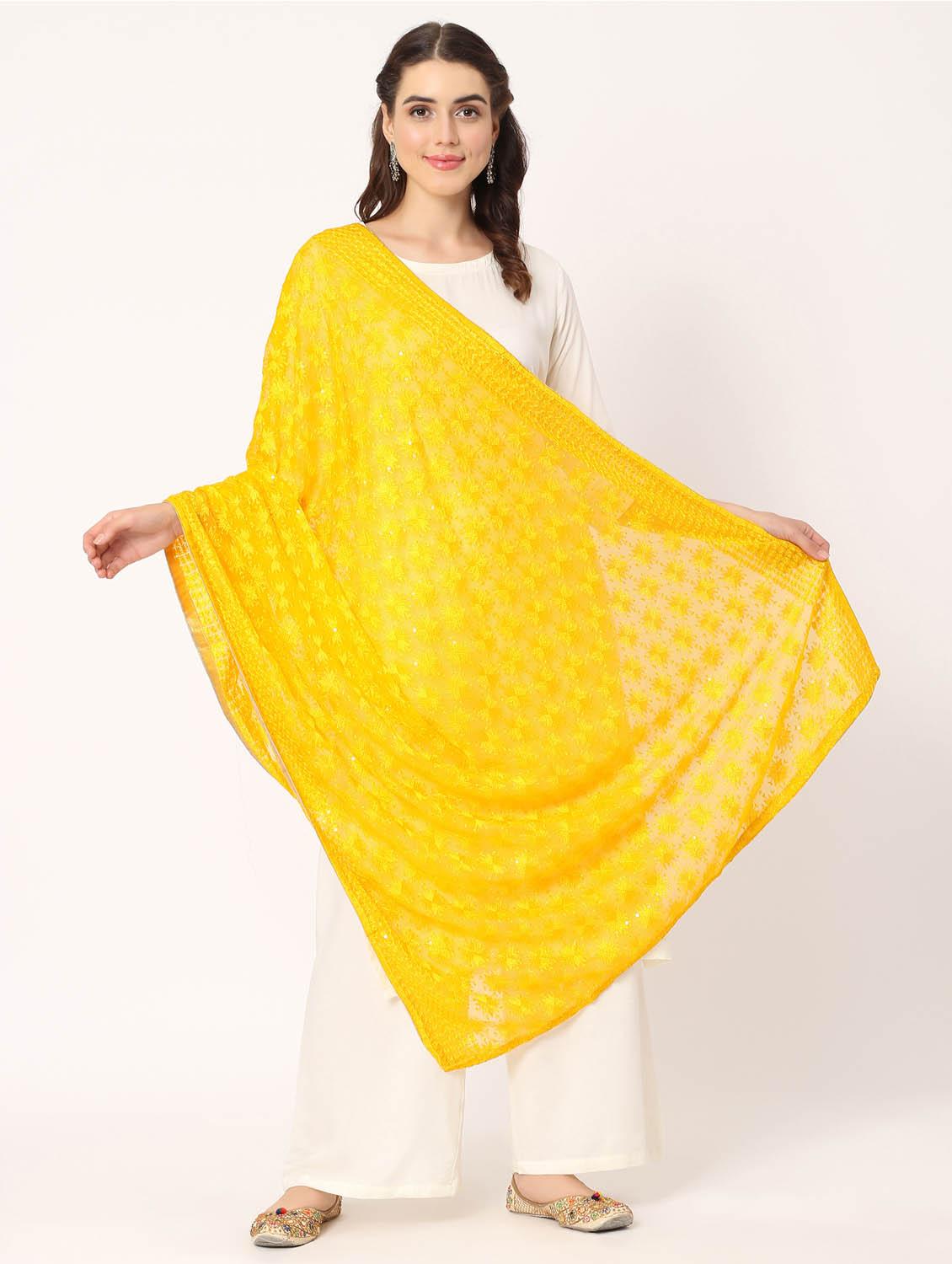 yellow phulkari dupatta - 20276664 - Standard Image - 1